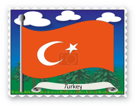 Illustration for Stamp with flag from Turkey- Vector image - vector illustration - Royalty Free Image