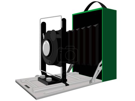 Téléchargez les illustrations : Vieille caméra antiquaire dans un vecteur sur fond blanc - en licence libre de droit