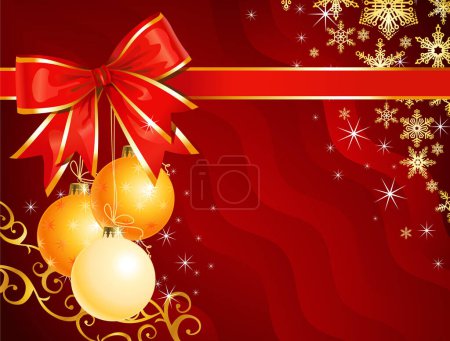Illustration for Christmas decoration with ribbon / holiday background / vector / The layers are separated - Royalty Free Image