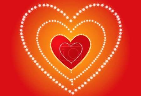 Téléchargez les illustrations : Coeurs de Saint-Valentin sur fond rouge - en licence libre de droit