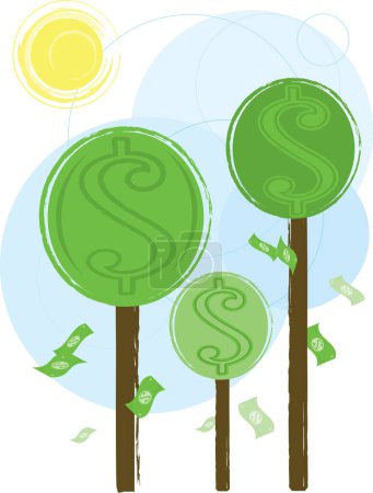 Téléchargez les illustrations : Argent croissant sur les arbres - plus de vecteurs d'argent dans le portefeuille - en licence libre de droit