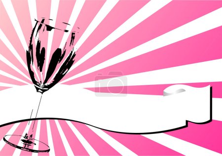 Ilustración de Vidrio y pancarta sobre fondo rayado rosa - Imagen libre de derechos
