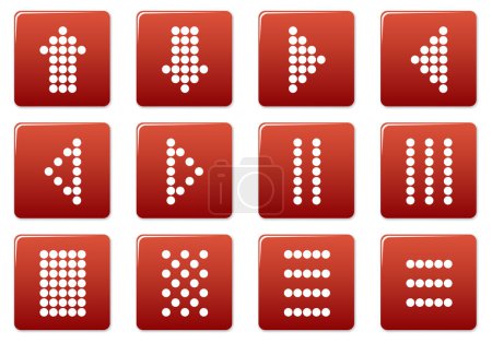 Illustration for Matrix symbols square icons set. Red - white palette. Vector illustration. - Royalty Free Image