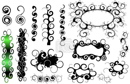 Illustration for Set of vector text banners and curly design elements - Royalty Free Image