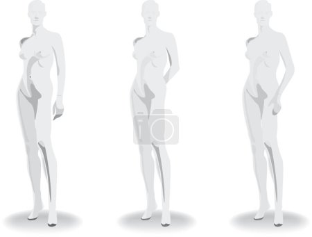 Illustration for A set of 3 mannequins in various poses - Royalty Free Image