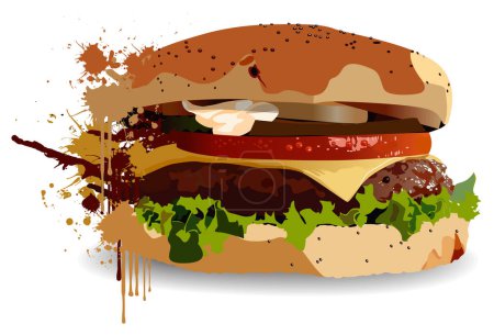 Ilustración de Una hamburguesa vectorial en un estilo salpicado. - Imagen libre de derechos