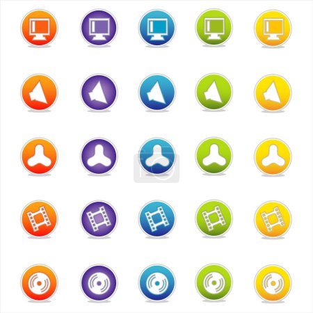 Illustration for Colorful Web Icons Set 6 (Vector) Round icons for web and print--easy to edit. No transparencies - Royalty Free Image