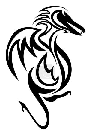 Téléchargez les illustrations : Un tatouage tribal dragon - en licence libre de droit