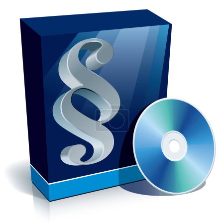 Illustration for Legal software box with paragraph character and CD. - Royalty Free Image