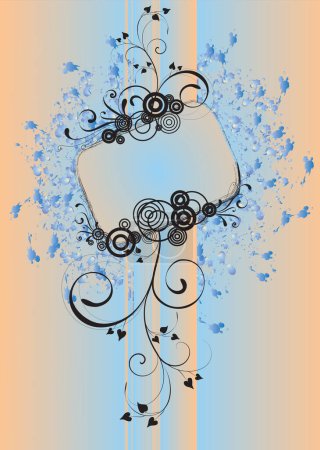 Téléchargez les illustrations : Motif décoratif avec spirales et cercles sur un fond abstrait - en licence libre de droit