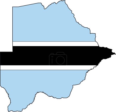 Illustration for Illustration Vector of a Map and Flag from Botswana - Royalty Free Image