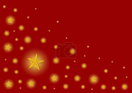Ilustración de Patrón de Navidad hecho con estrellas sobre fondo de degradado rojo - Imagen libre de derechos