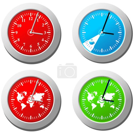 Illustration for Four clock in different colors - Royalty Free Image