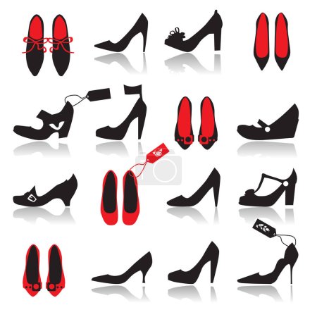 Ilustración de Colección de zapatos de silueta para su diseño - Imagen libre de derechos