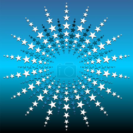 Illustration for White and blue stars over gradient background - Royalty Free Image
