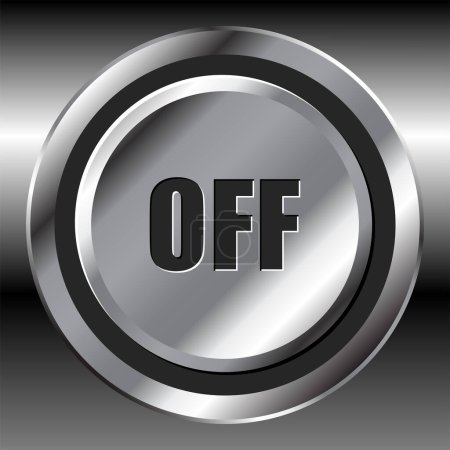 Illustration for Metallic off interface round button over metallic surface - Royalty Free Image