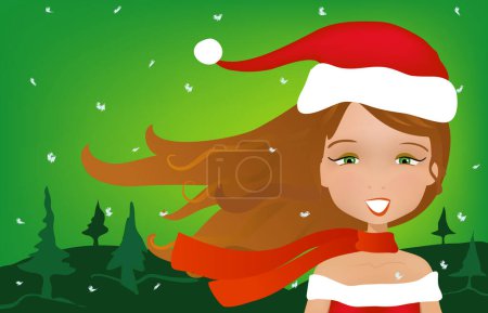 Illustration for Girl portrait in christmas scene with christmas outfit - Royalty Free Image