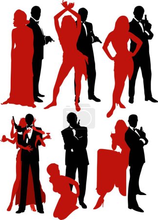 Illustration for Some secret agent poses - Royalty Free Image