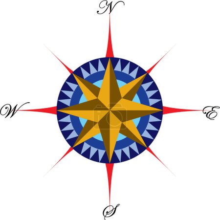 Illustration for Illustration of elegant classic compass wind rose - Royalty Free Image