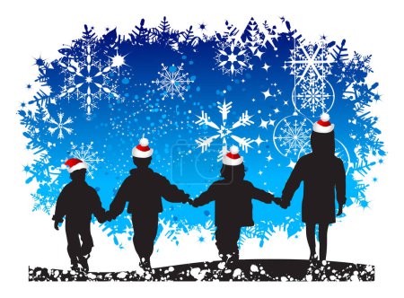 Ilustración de Vacaciones de Navidad, niños felices - Imagen libre de derechos