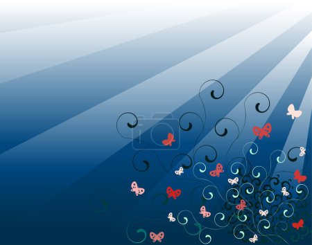 Illustration for Abstract vector background of swirls and butterflies - Royalty Free Image