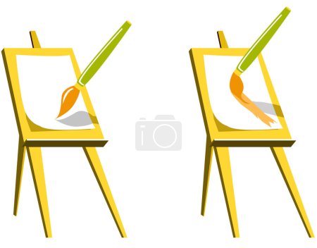 Illustration for Easel with paintbrush image - vector illustration - Royalty Free Image