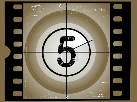 Illustration for Old Scratched Film Countdown at No 4 - Royalty Free Image