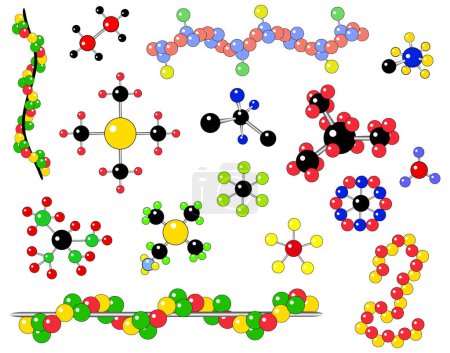 Ilustración de Selección de moléculas genéricas vectoriales y estructura atómica - Imagen libre de derechos