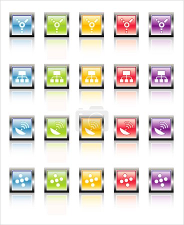 Ilustración de Vidrioso, metálico colorido iconos de red-fácil de editar. Sin transparencias - Imagen libre de derechos