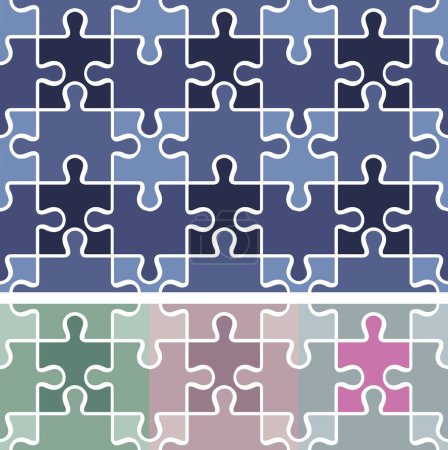 Téléchargez les illustrations : Puzzle motif sans couture / arrière-plan vectoriel / 4 couleurs - en licence libre de droit