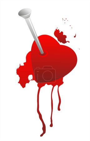 Téléchargez les illustrations : Grunge coeur brisé et sang sur fond blanc. - en licence libre de droit