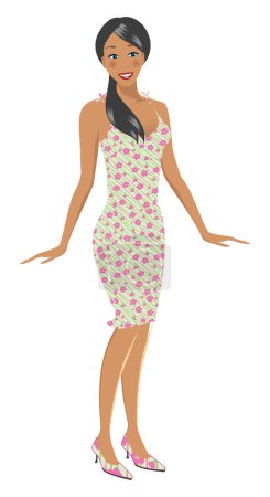 Illustration for Detaily illustrated fashion girl - Royalty Free Image