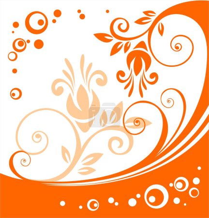 Illustration for Orange flowers pattern on a white background. Digital illustration. - Royalty Free Image