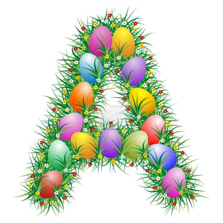 Illustration for Easter letter with eggs hidden in the grass - Royalty Free Image