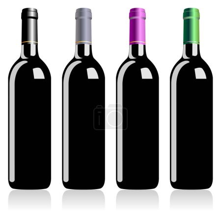Foto de Botellas de vino aisladas sobre fondo blanco - Imagen libre de derechos