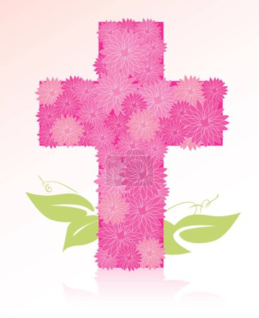 Illustration for Cross-shaped flower bouquet. Easy-edit layered file - Royalty Free Image