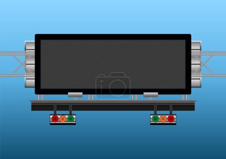Illustration for Highway informative electronic display to insert your text over blue sky - Royalty Free Image