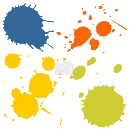 Illustration for Different ink splashes with different colors easily changeable - Royalty Free Image