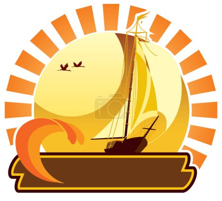 Téléchargez les illustrations : Icône d'été - image yacht - illustration couleur - en licence libre de droit