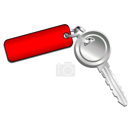 Illustration for Key and tag with copy space isolated over white background - Royalty Free Image