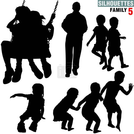 Illustration for Silhouettes - Family 5 - High detailed black and white illustrations. - Royalty Free Image