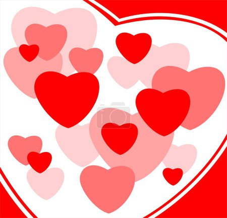 Ilustración de Corazones adornados sobre un fondo blanco. Ilustración de San Valentín. - Imagen libre de derechos