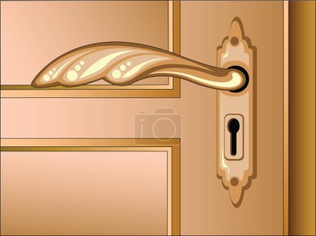 Ilustración de Vector puerta marrón con mango - Imagen libre de derechos