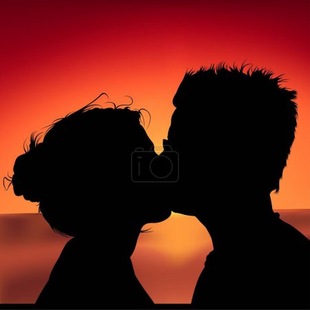 Illustration for Lovers I - High detailed and coloured vector illustration.  Very amorous scene. - Royalty Free Image