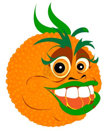 Téléchargez les illustrations : Illustration vectorielle du personnage de dessin animé orange tropique - en licence libre de droit