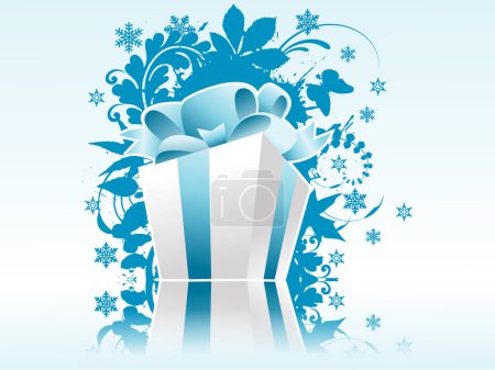 Illustration for Christmas present box with reflection fully editable vector illustration - Royalty Free Image