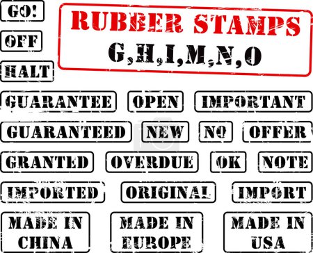 Illustration for Collection of rubber stamps with words begining with letter G, H, I, M, N, O - Royalty Free Image