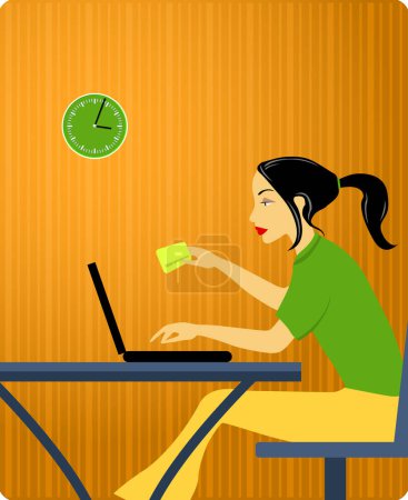 Illustration for Woman with credit card - Royalty Free Image