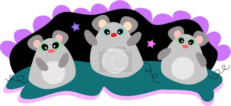 Illustration for These three mice love each other's company. - Royalty Free Image