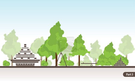 Illustration for This is one part of a great panorama illustration about an ideal suburb. You can use the images separate or you can use up together the six illustration. - Royalty Free Image